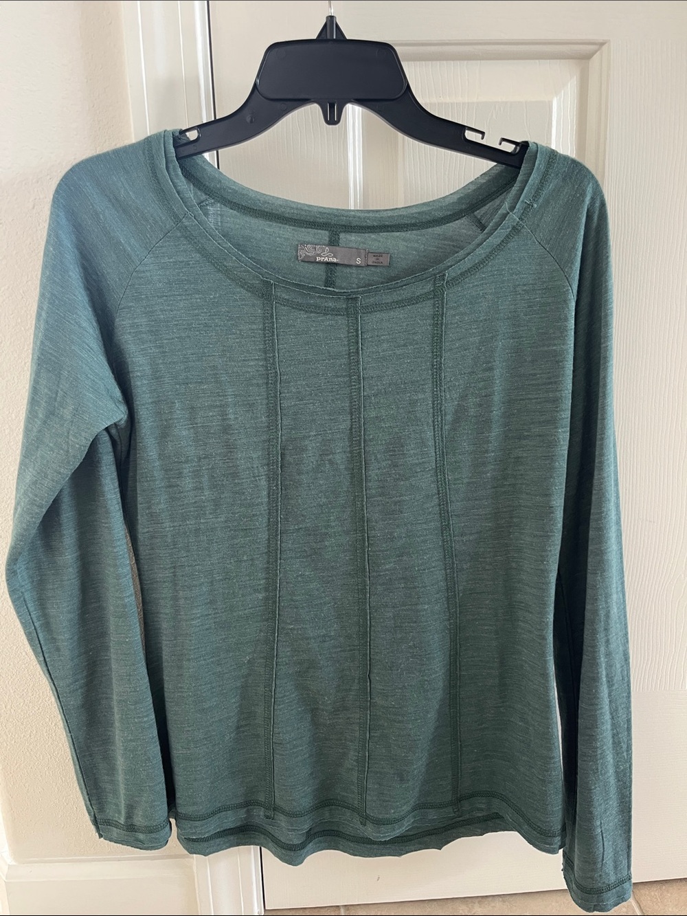 Prana Teal Green Long-Sleeve Wool Blend Women's Top
